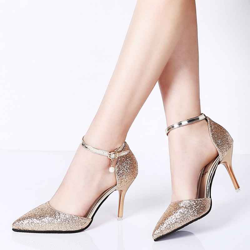 ladies silver high heels